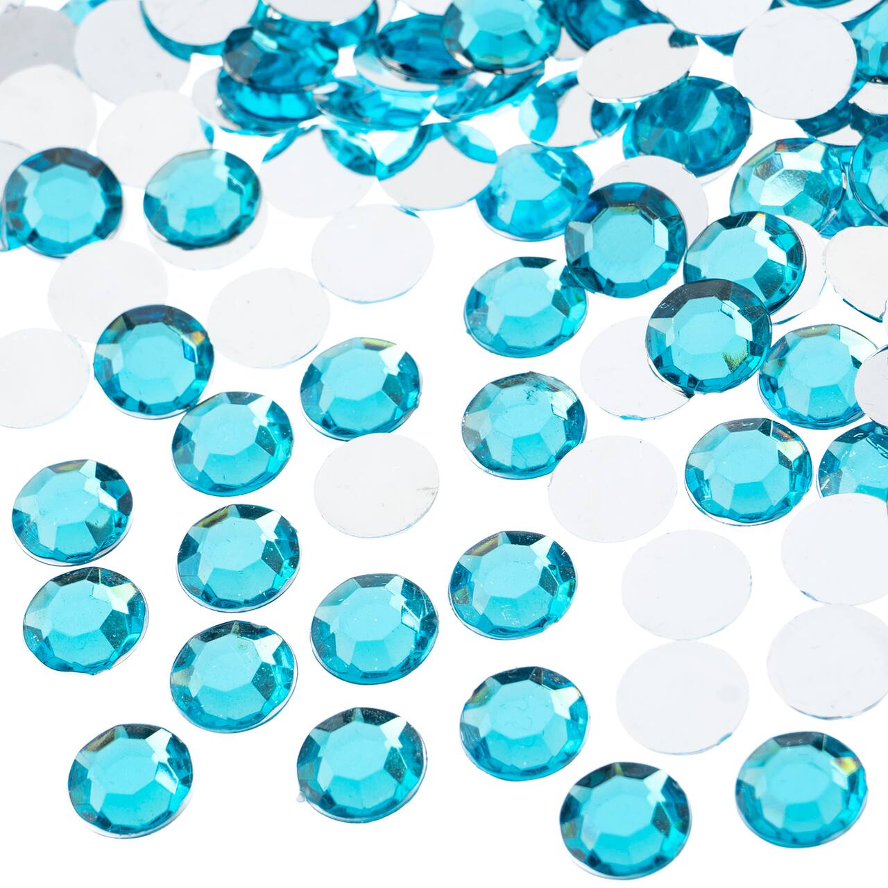 John Bead Acrylic Round Flat Back Rhinestones, 10mm